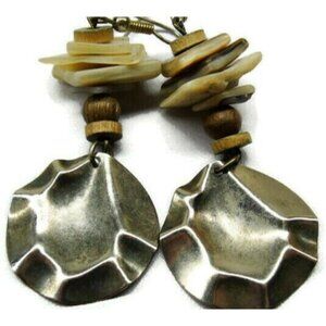 Layered Stone Silver Tone Vertical Drop Dangle Hook Earrings Womans